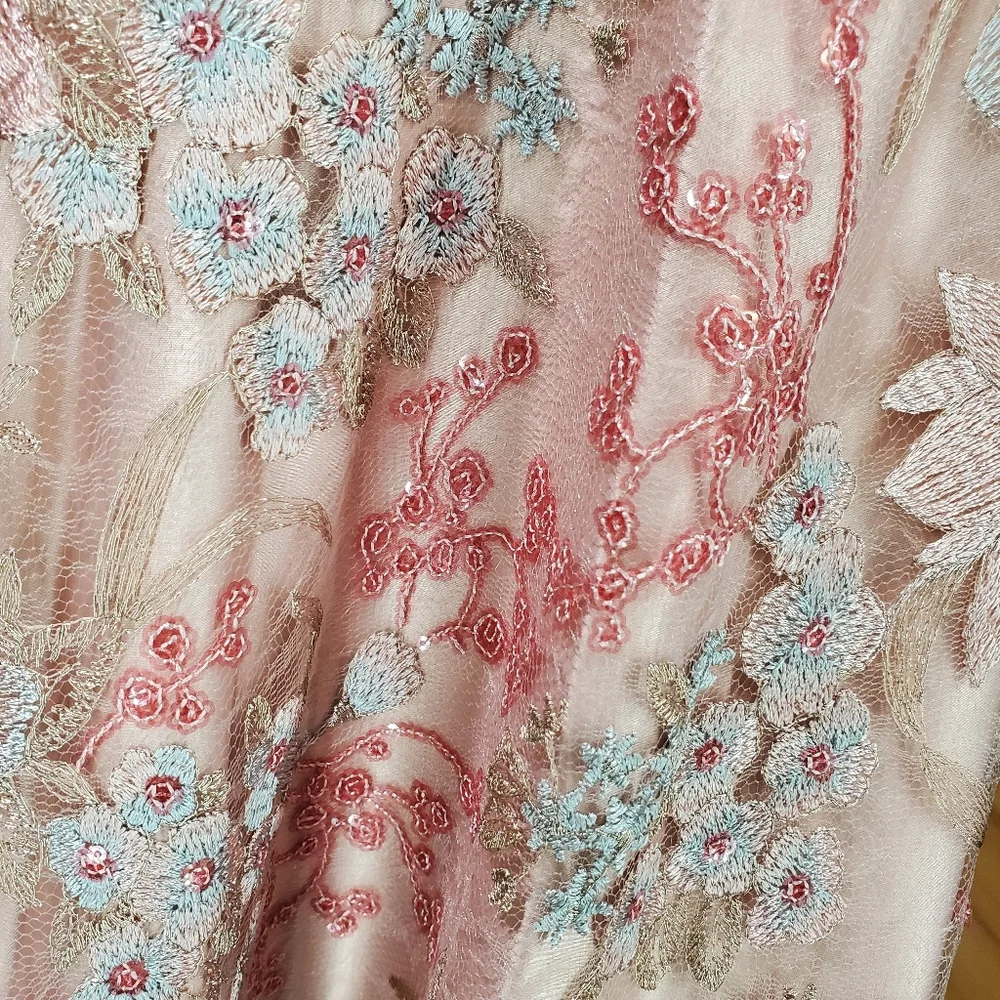 Eliza J Pink Embroidered Lace Overlay Fit & Flare Midi Dress Girly Glinda Spring - Picture 14 of 14